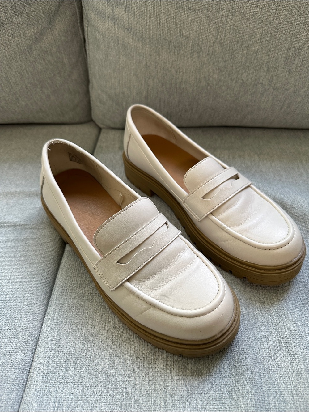 Women's Cream Platform Penny Loafers